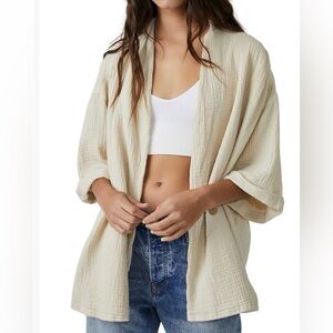 NWT We The Free (Free People) Cotton Blazer Top, Summer Khaki, Size S